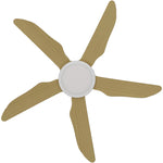 Calibo Storm 42" (1070mm) 5 Blade 18W Tricolour LED Light Indoor/Outdoor DC Ceiling Fan & Remote | White & Bamboo - Dubbo Lighting Centre