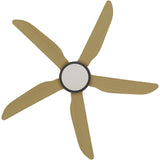 Calibo Storm 48" (1220mm) 5 Blade 18W Tricolour LED Light Indoor/Outdoor DC Ceiling Fan & Remote | Black & Bamboo - Dubbo Lighting Centre