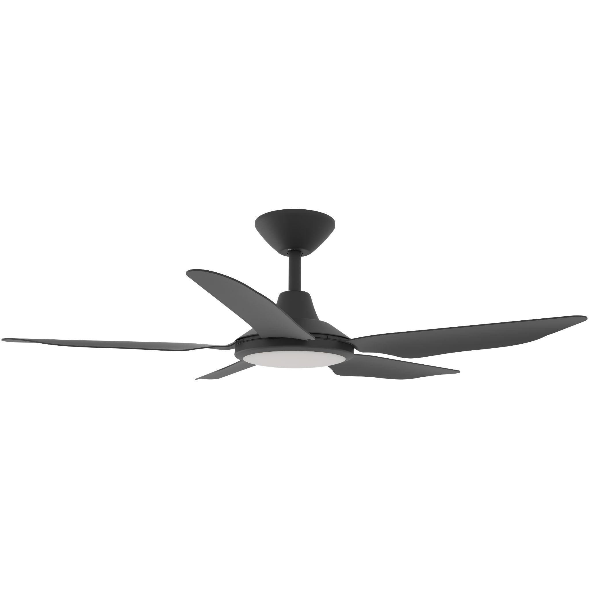 Calibo Storm 48" (1220mm) 5 Blade 18W Tricolour LED Light Indoor/Outdoor DC Ceiling Fan & Remote | Matte Black - Dubbo Lighting Centre