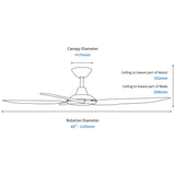 Calibo Storm 48" (1220mm) 5 Blade 18W Tricolour LED Light Indoor/Outdoor DC Ceiling Fan & Remote | White - Dubbo Lighting Centre
