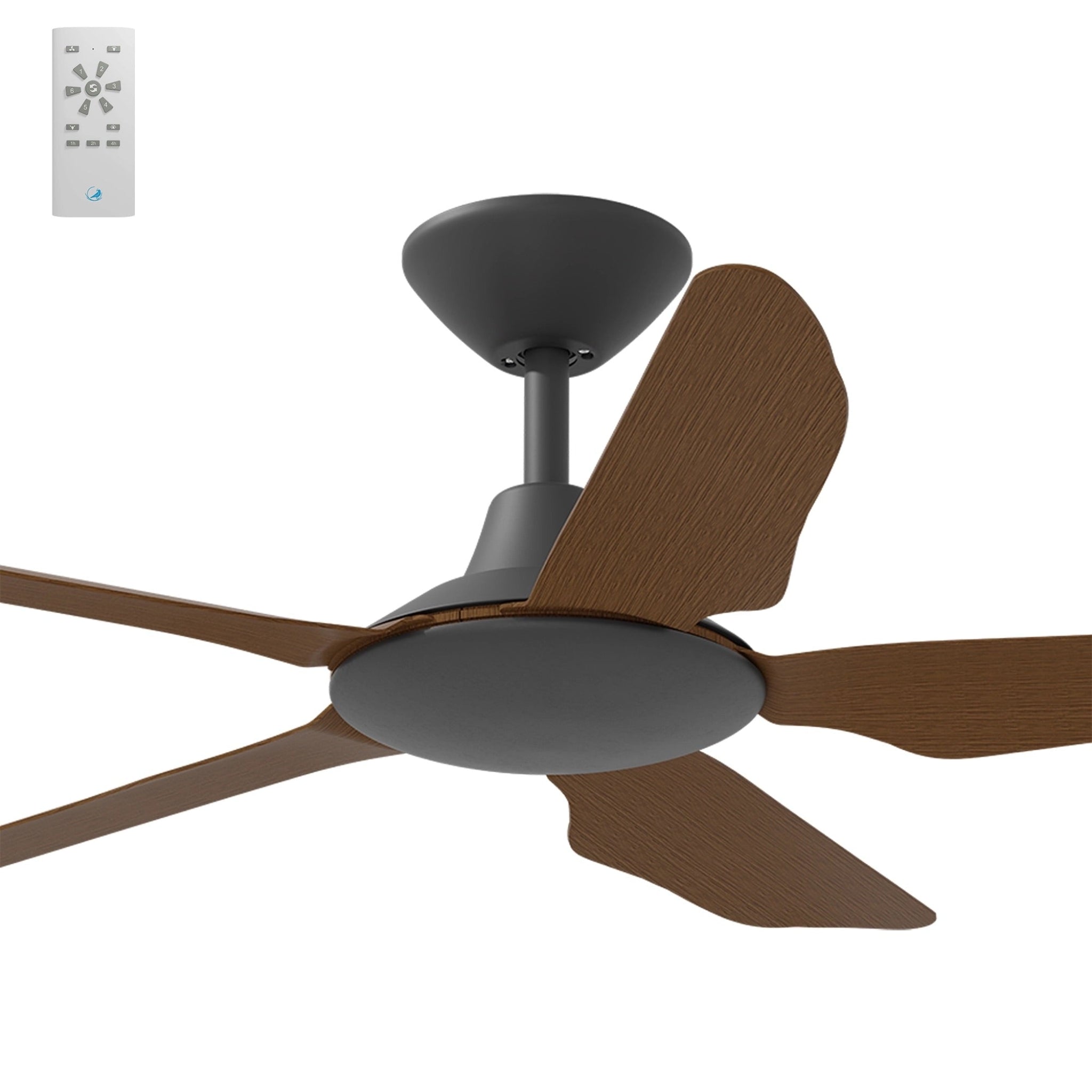 Calibo Storm 48" (1220mm) 5 Blade Indoor/Outdoor DC Ceiling Fan and Remote | Black & Koa - Dubbo Lighting Centre