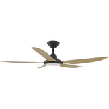 Calibo Storm 52" (1320mm) 5 Blade 18W Tricolour LED Light Indoor/Outdoor DC Ceiling Fan & Remote | Black & Bamboo - Dubbo Lighting Centre