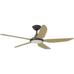 Calibo Storm 52" (1320mm) 5 Blade 18W Tricolour LED Light Indoor/Outdoor DC Ceiling Fan & Remote | Black & Bamboo - Dubbo Lighting Centre