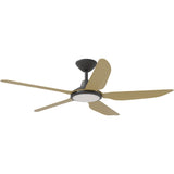 Calibo Storm 52" (1320mm) 5 Blade 18W Tricolour LED Light Indoor/Outdoor DC Ceiling Fan & Remote | Black & Bamboo - Dubbo Lighting Centre