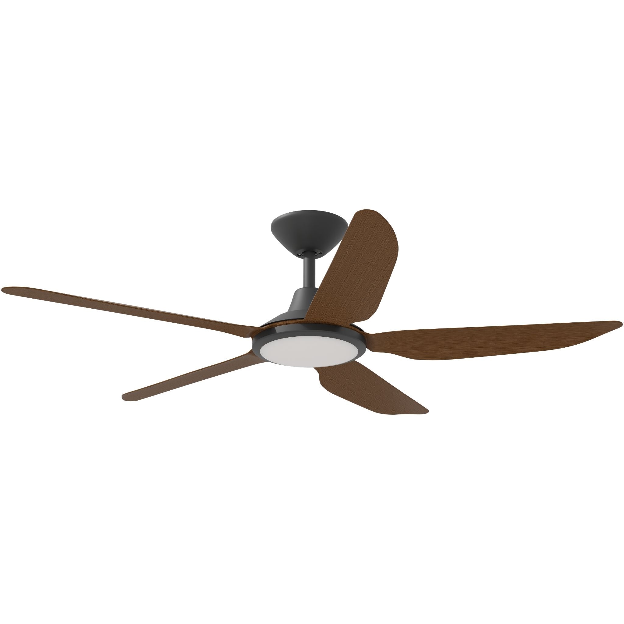 Calibo Storm 52" (1320mm) 5 Blade 18W Tricolour LED Light Indoor/Outdoor DC Ceiling Fan & Remote | Matte Black & Koa - Dubbo Lighting Centre