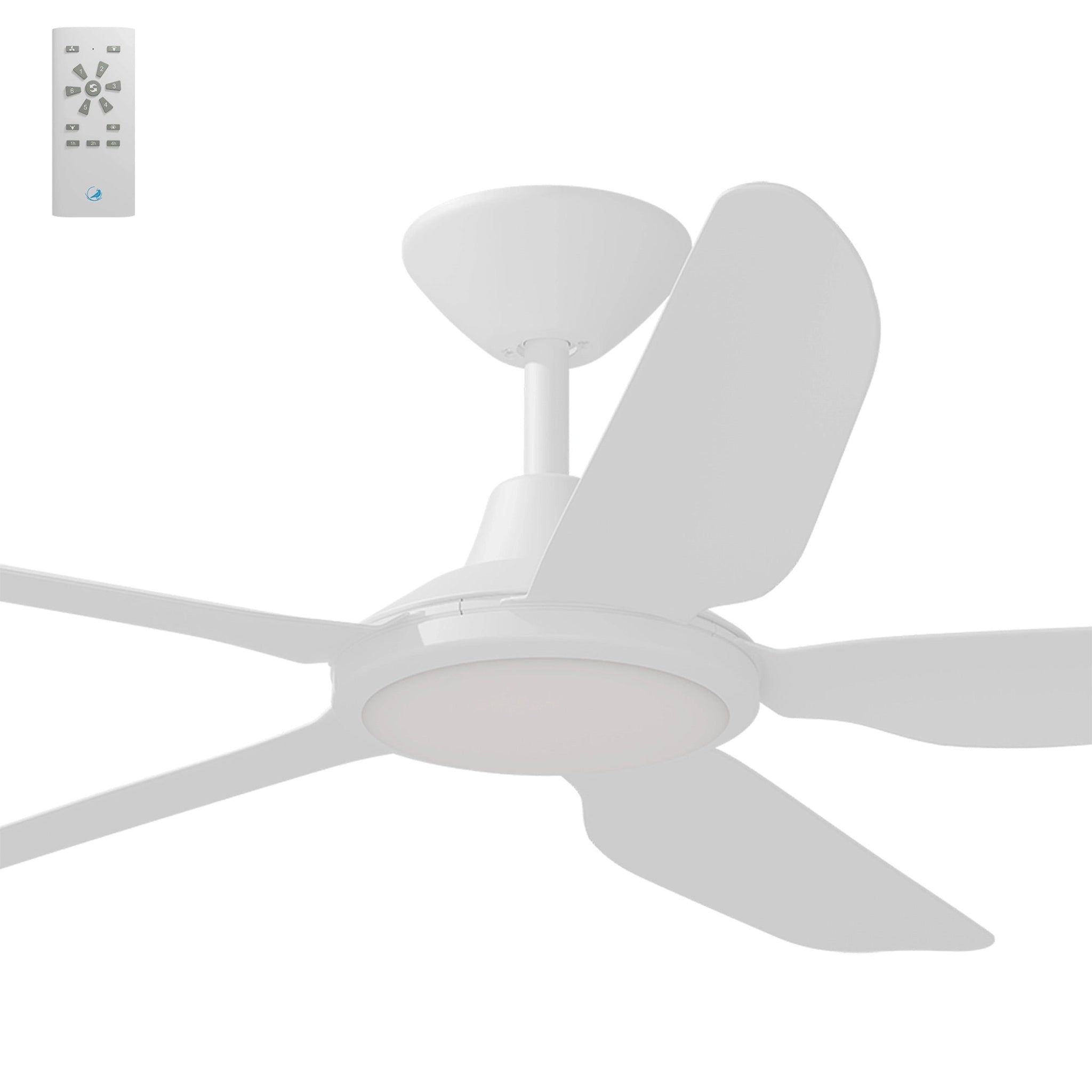 Calibo Storm 52" (1320mm) 5 Blade 18W Tricolour LED Light Indoor/Outdoor DC Ceiling Fan & Remote | White - Dubbo Lighting Centre