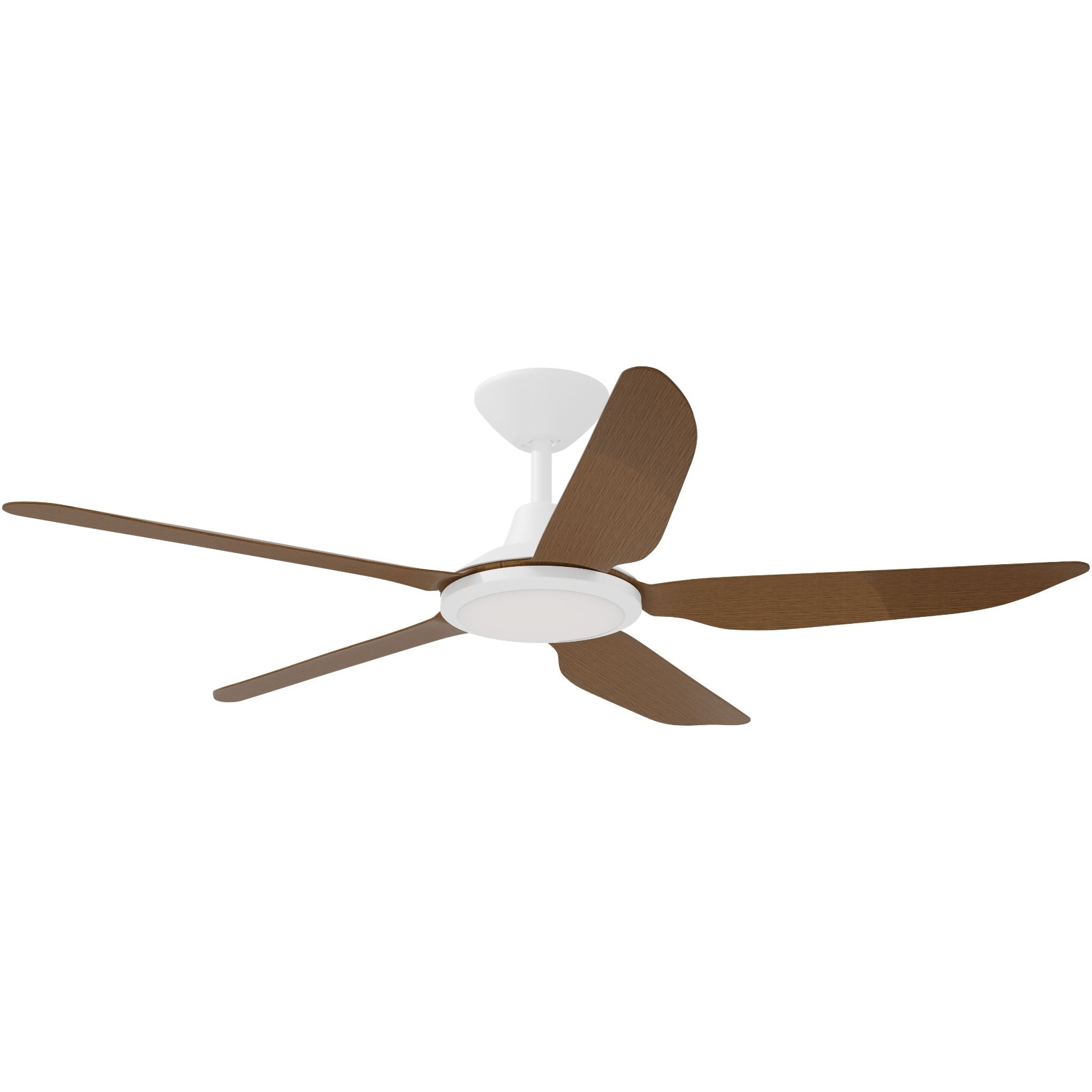 Calibo Storm 52" (1320mm) 5 Blade 18W Tricolour LED Light Indoor/Outdoor DC Ceiling Fan & Remote | White & Koa - Dubbo Lighting Centre