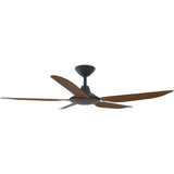 Calibo Storm 52" (1320mm) 5 Blade Indoor/Outdoor DC Ceiling Fan and Remote | Black & Koa - Dubbo Lighting Centre