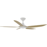 Calibo Storm 52" (1320mm) 5 Blade Indoor/Outdoor DC Ceiling Fan and Remote | White & Bamboo - Dubbo Lighting Centre