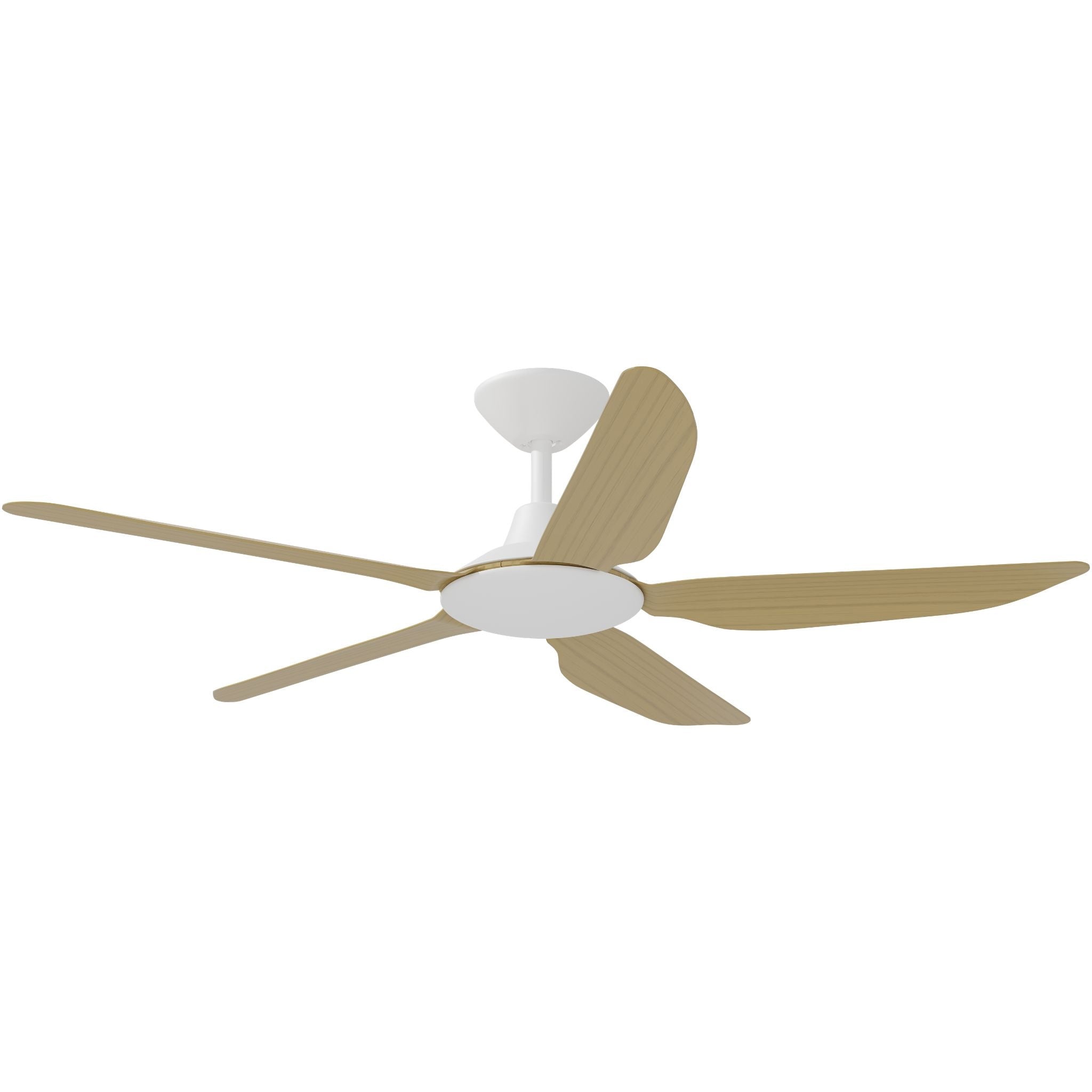 Calibo Storm 52" (1320mm) 5 Blade Indoor/Outdoor DC Ceiling Fan and Remote | White & Bamboo - Dubbo Lighting Centre
