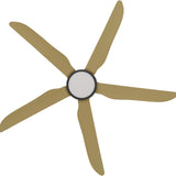 Calibo Storm 56" (1430mm) 5 Blade 18W Tricolour LED Light Indoor/Outdoor DC Ceiling Fan & Remote | Black & Bamboo - Dubbo Lighting Centre