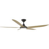 Calibo Storm 56" (1430mm) 5 Blade 18W Tricolour LED Light Indoor/Outdoor DC Ceiling Fan & Remote | Black & Bamboo - Dubbo Lighting Centre