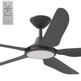 Calibo Storm 56" (1430mm) 5 Blade 18W Tricolour LED Light Indoor/Outdoor DC Ceiling Fan & Remote | Matte Black - Dubbo Lighting Centre