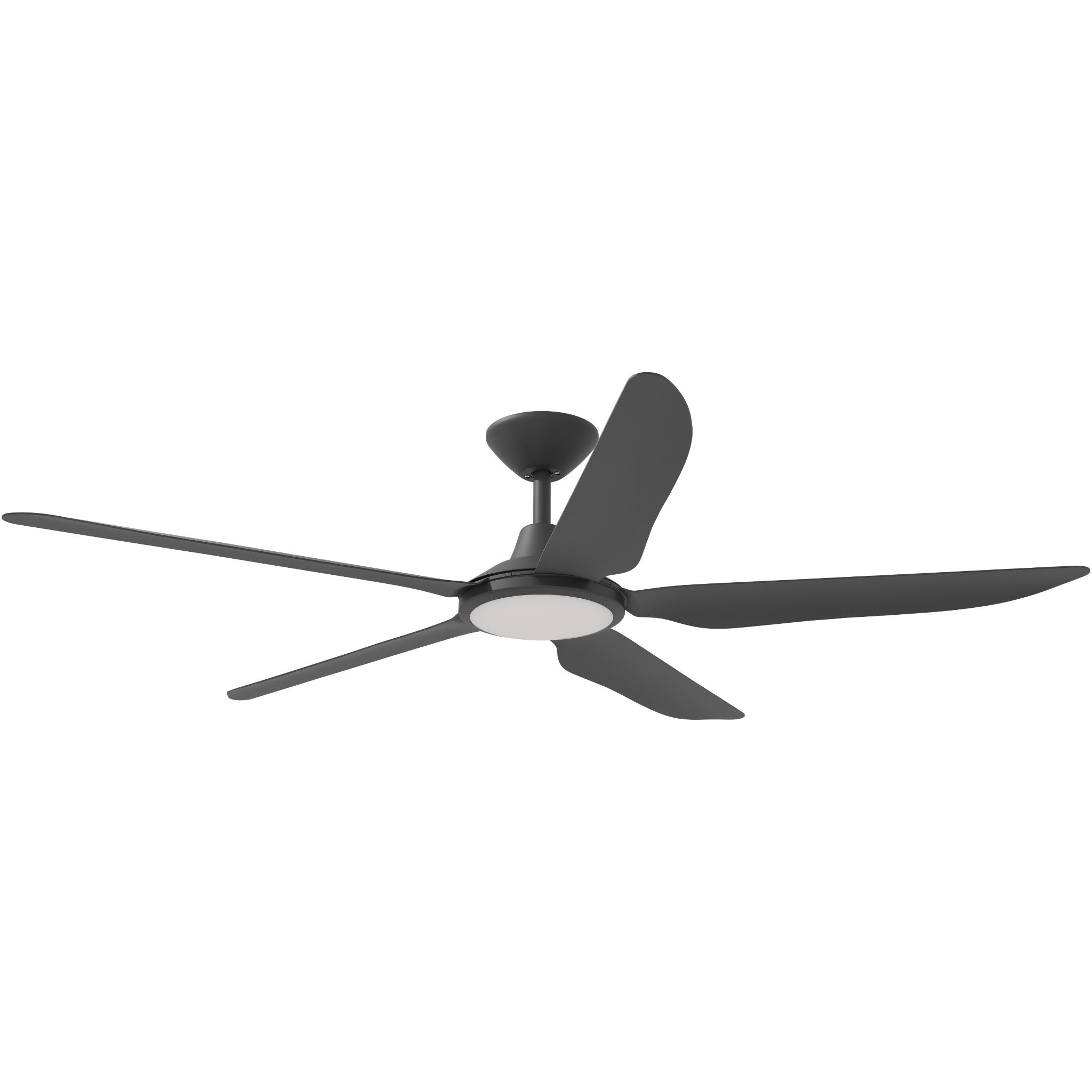 Calibo Storm 56" (1430mm) 5 Blade 18W Tricolour LED Light Indoor/Outdoor DC Ceiling Fan & Remote | Matte Black - Dubbo Lighting Centre