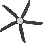 Calibo Storm 56" (1430mm) 5 Blade 18W Tricolour LED Light Indoor/Outdoor DC Ceiling Fan & Remote | Matte Black - Dubbo Lighting Centre