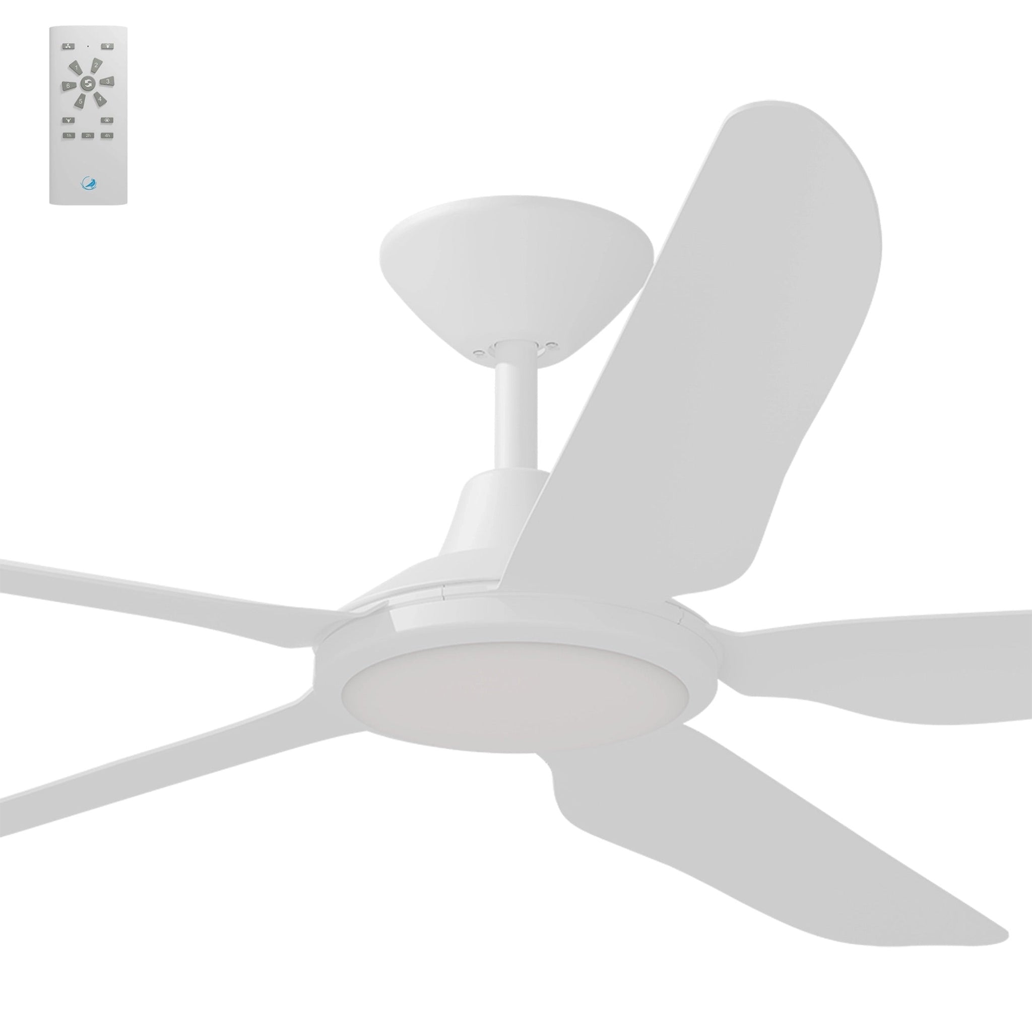 Calibo Storm 56" (1430mm) 5 Blade 18W Tricolour LED Light Indoor/Outdoor DC Ceiling Fan & Remote | White - Dubbo Lighting Centre