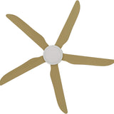 Calibo Storm 56" (1430mm) 5 Blade 18W Tricolour LED Light Indoor/Outdoor DC Ceiling Fan & Remote | White & Bamboo - Dubbo Lighting Centre