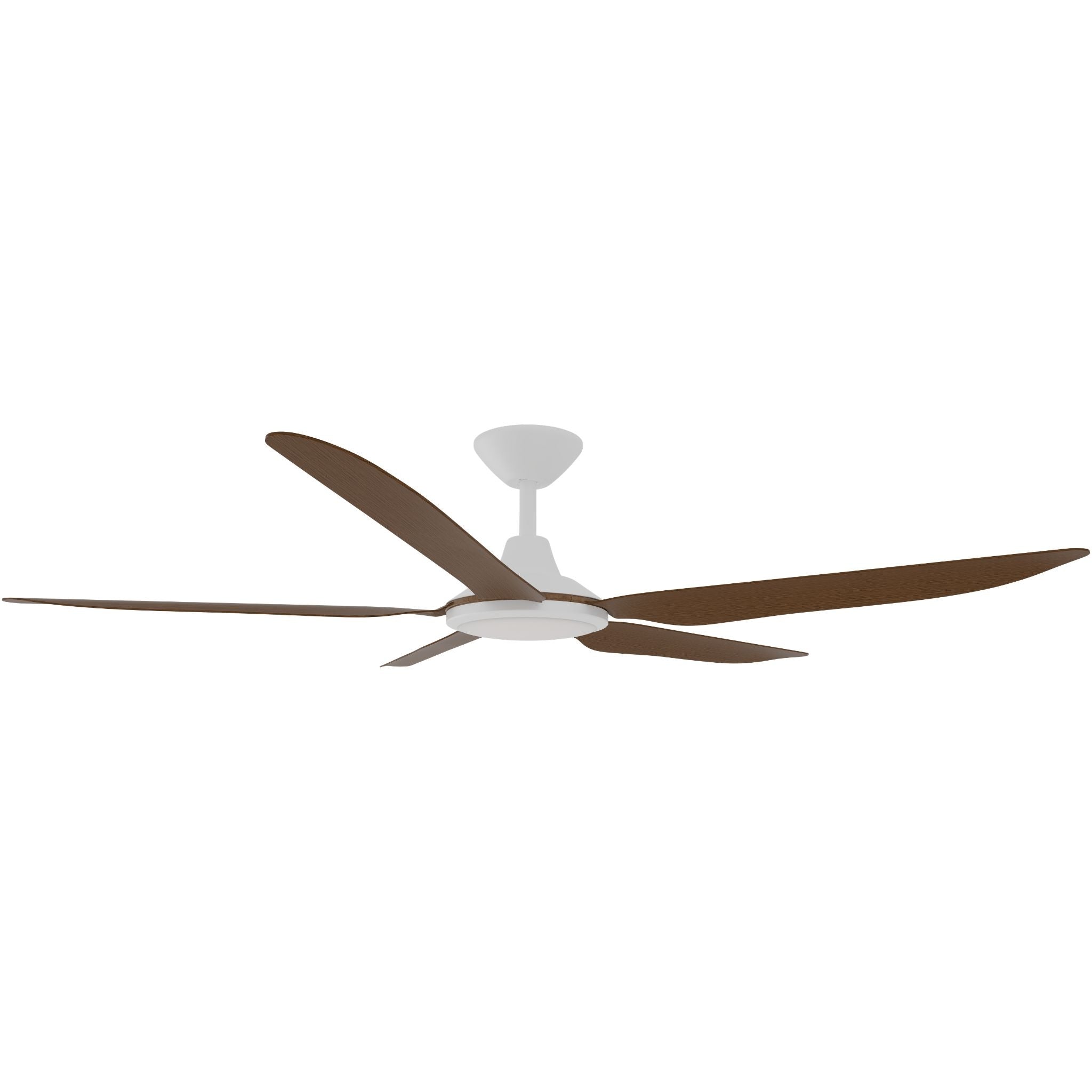 Calibo Storm 56" (1430mm) 5 Blade 18W Tricolour LED Light Indoor/Outdoor DC Ceiling Fan & Remote | White & Koa - Dubbo Lighting Centre