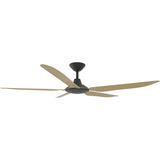 Calibo Storm 56" (1430mm) 5 Blade Indoor/Outdoor DC Ceiling Fan and Remote | Black & Bamboo - Dubbo Lighting Centre
