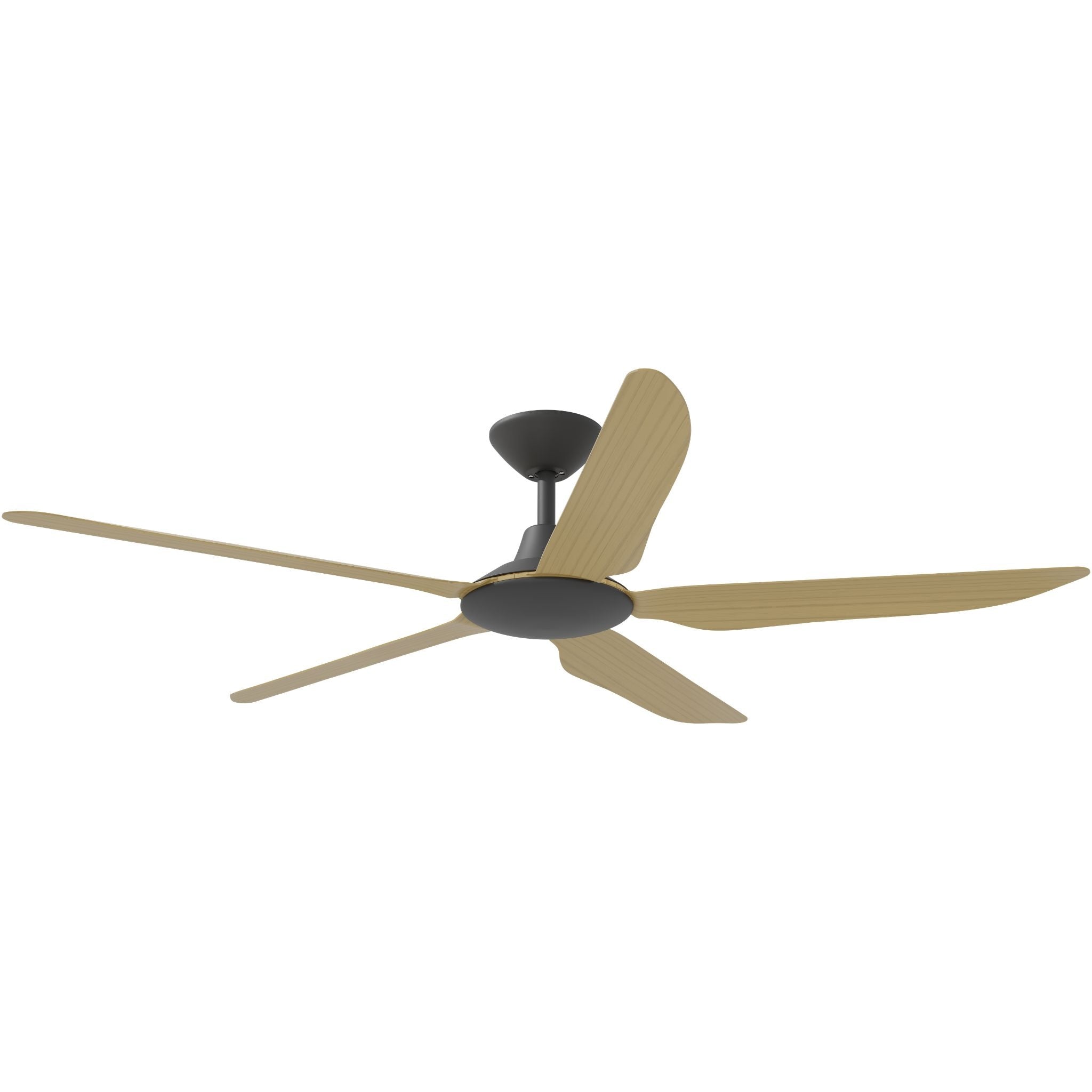 Calibo Storm 56" (1430mm) 5 Blade Indoor/Outdoor DC Ceiling Fan and Remote | Black & Bamboo - Dubbo Lighting Centre