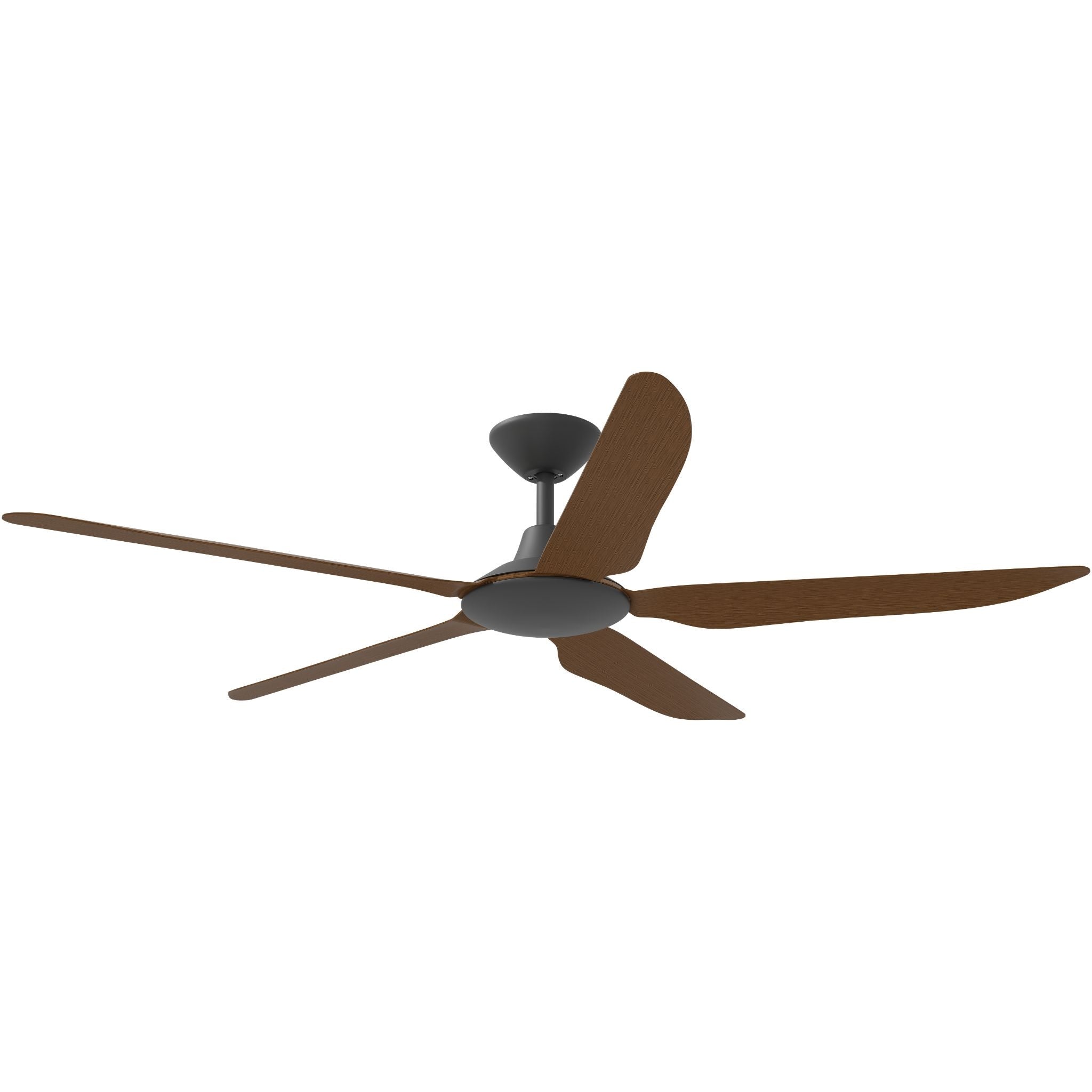 Calibo Storm 56" (1430mm) 5 Blade Indoor/Outdoor DC Ceiling Fan and Remote | Black & Koa - Dubbo Lighting Centre