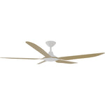 Calibo Storm 56" (1430mm) 5 Blade Indoor/Outdoor DC Ceiling Fan and Remote | White & Bamboo - Dubbo Lighting Centre
