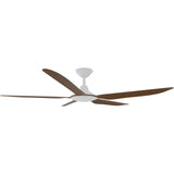 Calibo Storm 56" (1430mm) 5 Blade Indoor/Outdoor DC Ceiling Fan and Remote | White & Koa - Dubbo Lighting Centre