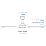CloudFan 60" (1520mm) ABS DC Ceiling Fan with 20W CCT LED Light and Remote - Dubbo Lighting Centre
