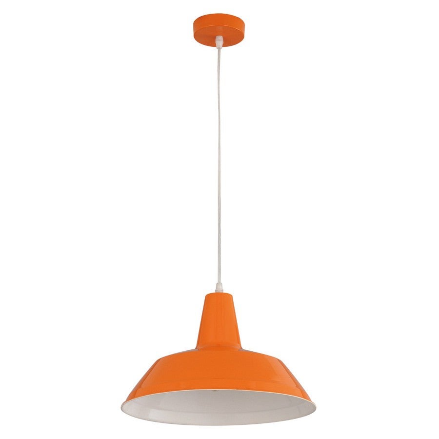 Divo Industrial Steel Pendant Light, Orange