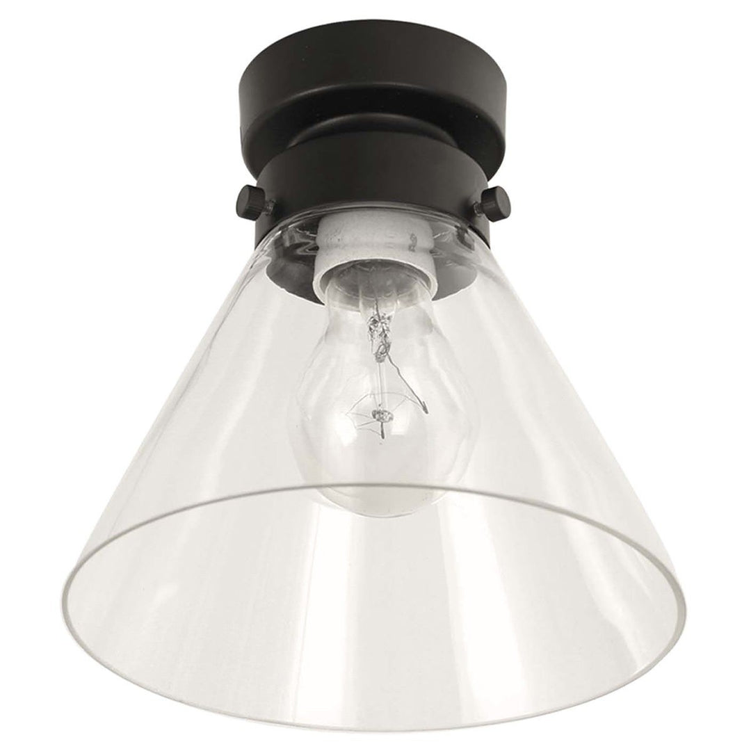 Rae Glass DIY Batten Fix Ceiling Light, Cone, Small, Black / Clear