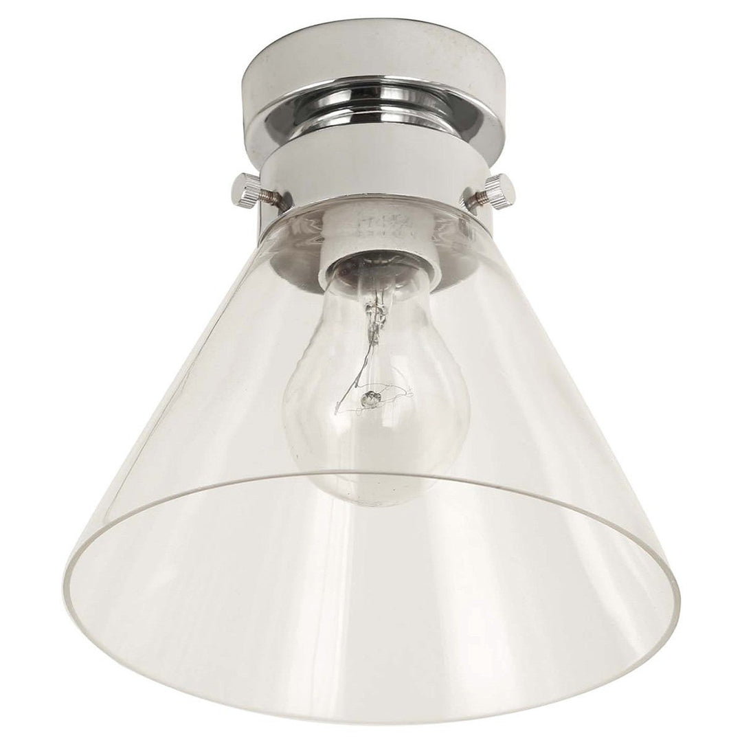 Rae Glass DIY Batten Fix Ceiling Light, Cone, Small, Chrome / Clear
