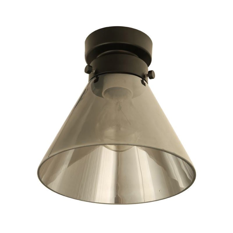 Rae Glass DIY Batten Fix Ceiling Light, Cone, Small, Black / Smoke