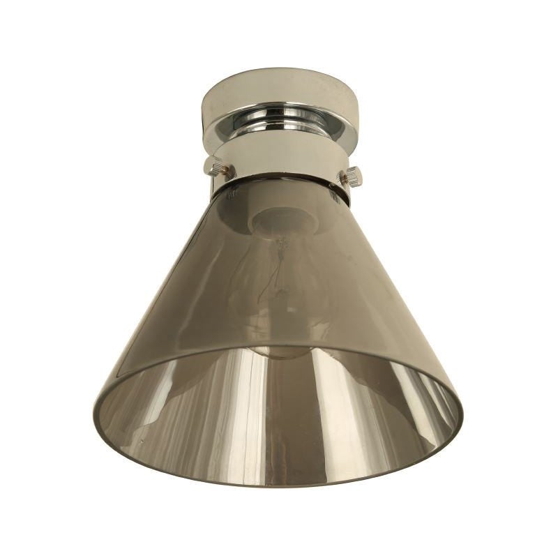 Rae Glass DIY Batten Fix Ceiling Light, Cone, Small, Chrome / Smoke