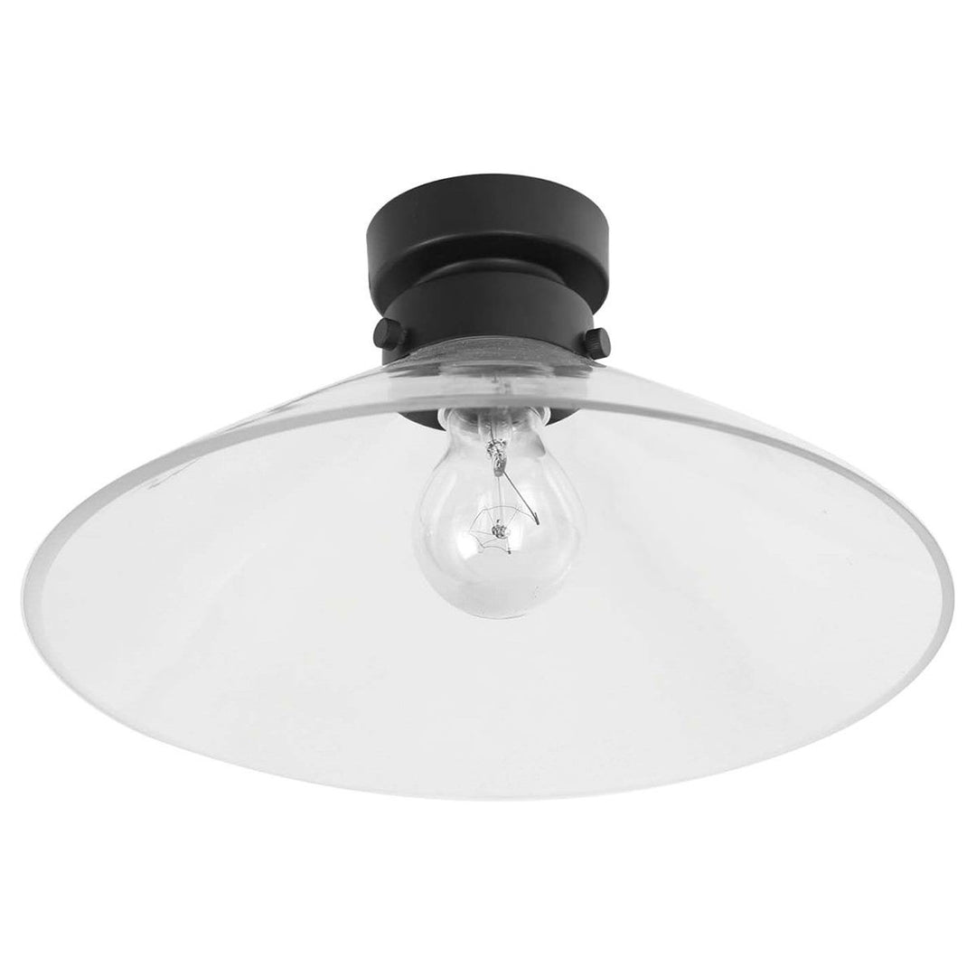 Rae Glass DIY Batten Fix Ceiling Light, Cone, Large, Black / Clear