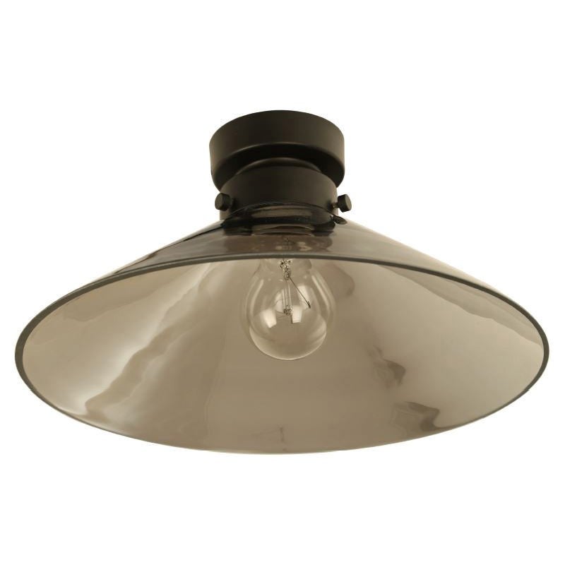 Rae Glass DIY Batten Fix Ceiling Light, Cone, Large, Black / Smoke