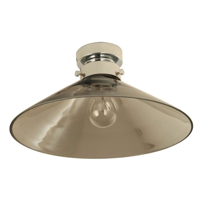 Rae Glass DIY Batten Fix Ceiling Light, Cone, Large, Chrome / Smoke