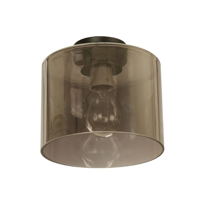 Rae Glass DIY Batten Fix Ceiling Light, Oblong, Black / Smoke