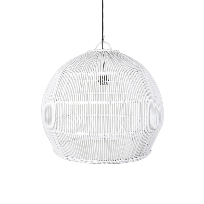 Comores Rattan Dome Pendant Light, White