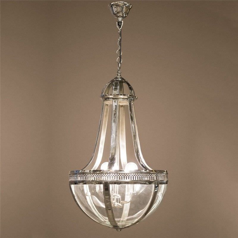 Doma Metal and Glass Pendant Light, Silver