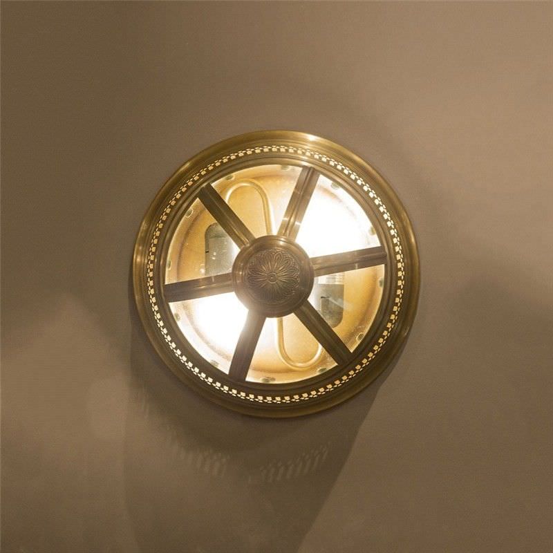 Walter Metal and Glass Wall Light, Antique Brass