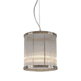 Denzel Ribbed Glass LED Pendant Light, Medium, Nickel