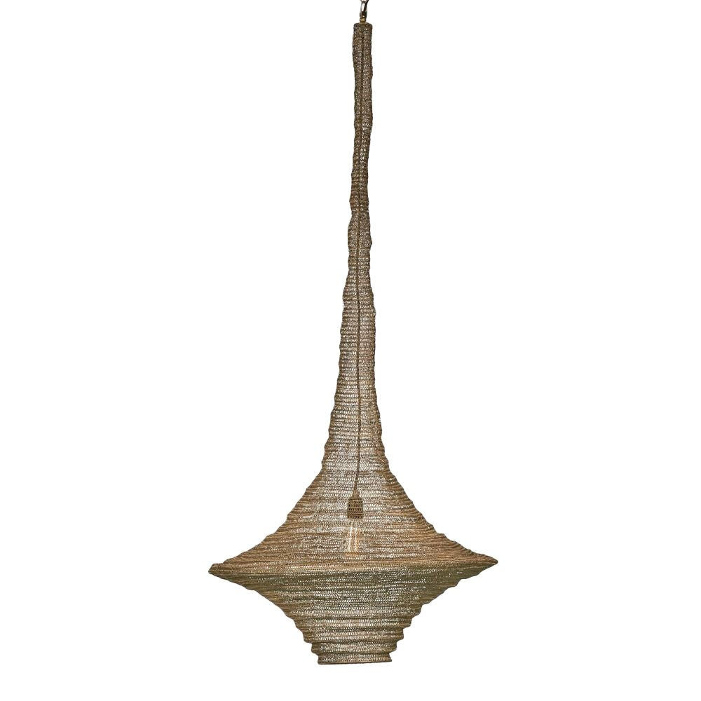 Santa Monica Metal Mesh Pendant Light, Antique Brass