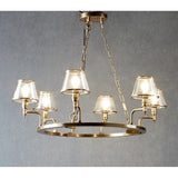 Sienna Metal & Glass Chandelier, 6 Arm, Antique Brass