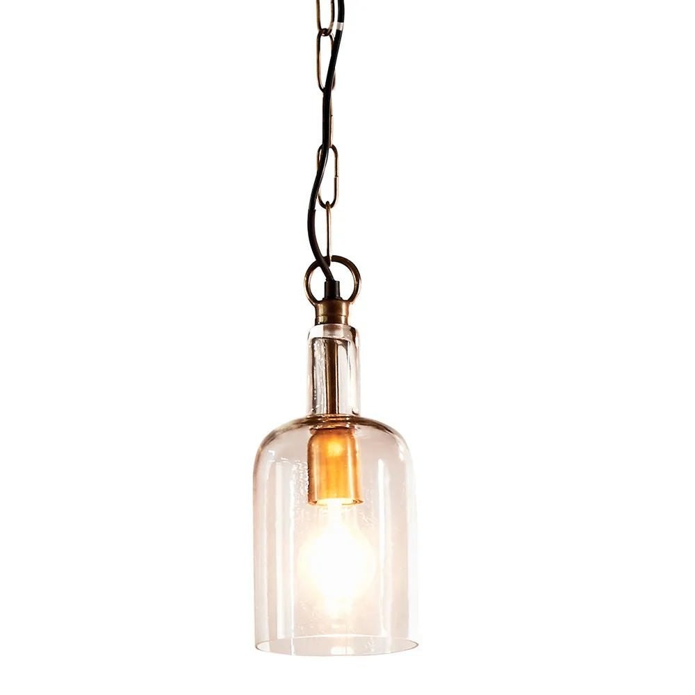 Hamburg Glass Pendant Light, Antique Brass
