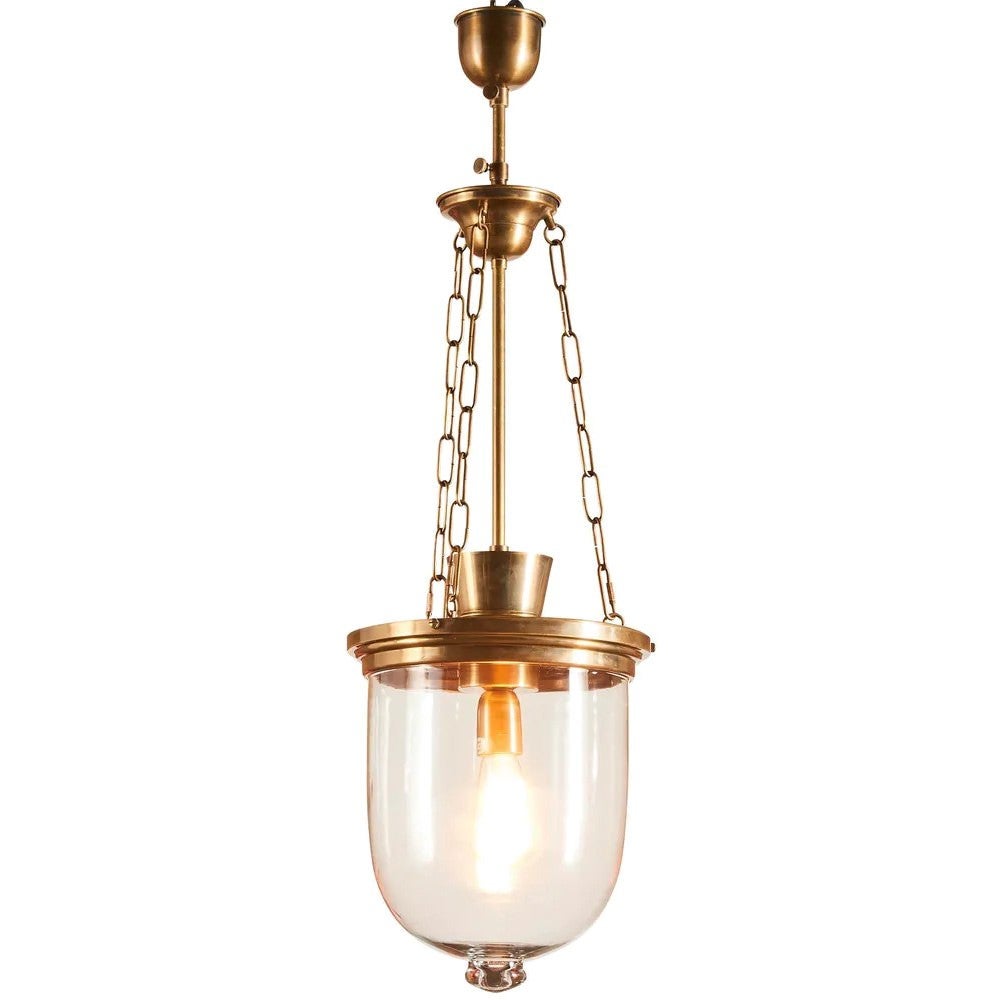 Ashford Metal & Glass Pendant Light, Antique Brass