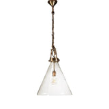 Gadsden Glass Pendant Light, Small, Antique Brass