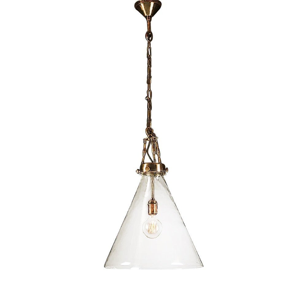 Gadsden Glass Pendant Light, Small, Antique Brass