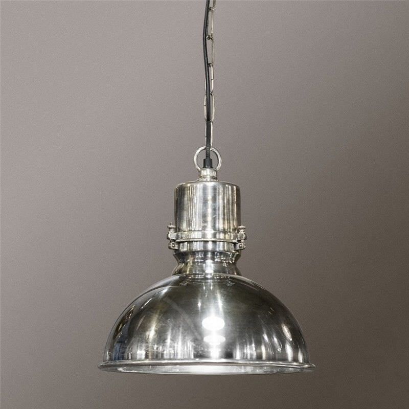 Augusta Metal Pendant Light, Large, Antique Silver