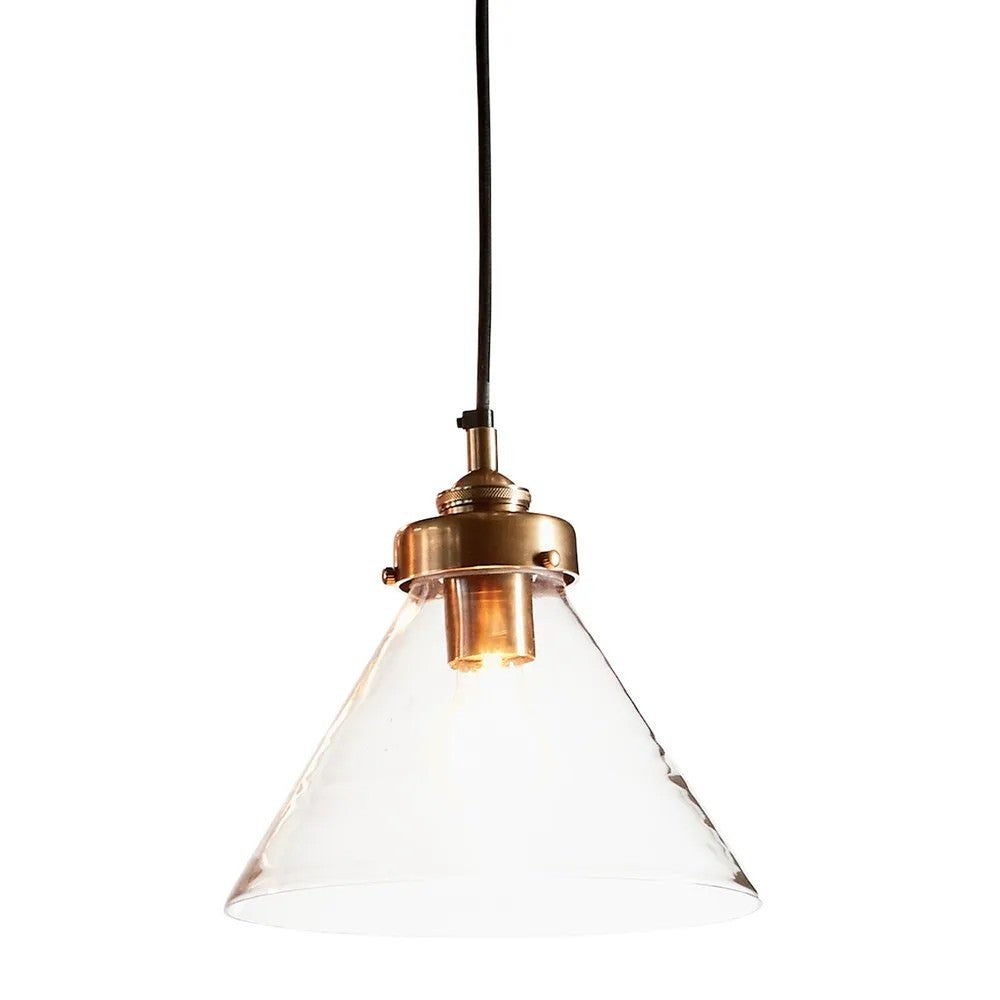 Franklin Glass Pendant Light, Antique Brass