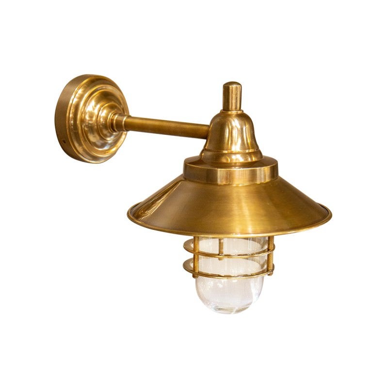 Clark Metal Bunker Wall Lamp, Antique Brass